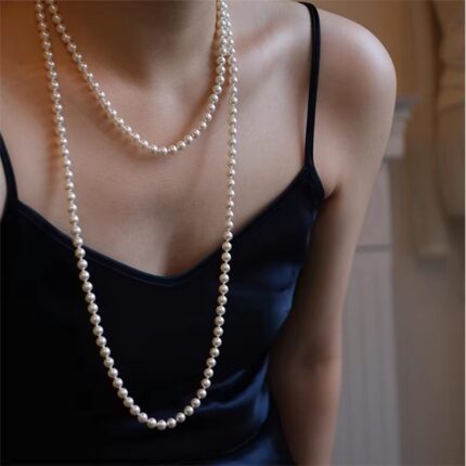 Women’s Long Pearl Necklace – Chinese Style Sweater Chain